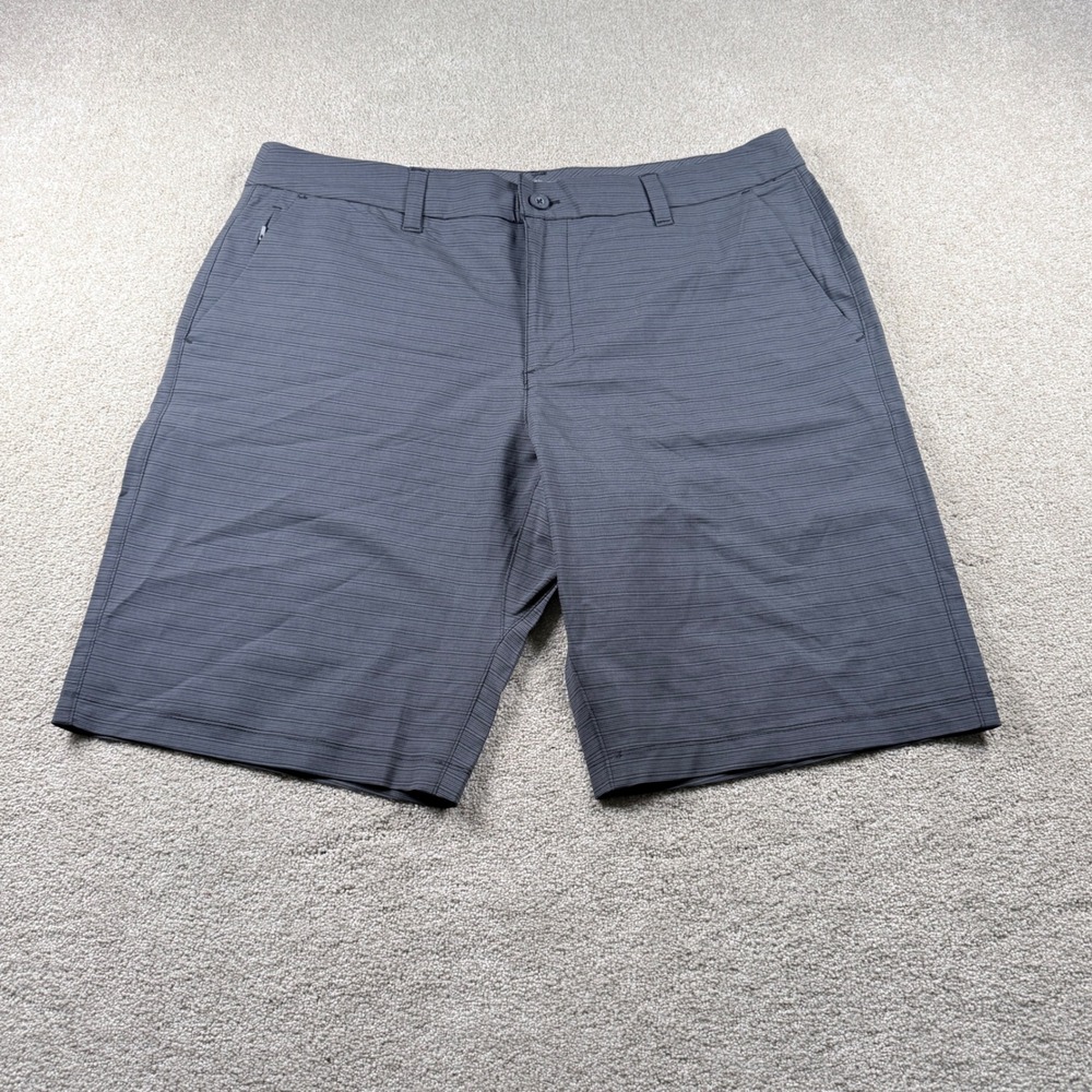 Hang Ten Hybrid Shorts Mens 38 Black Stripe New Stretch Quick Dry 11" Inseam